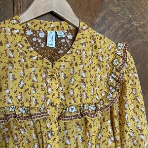 Joie ruffle puff sleeve lightweight peasant top ls